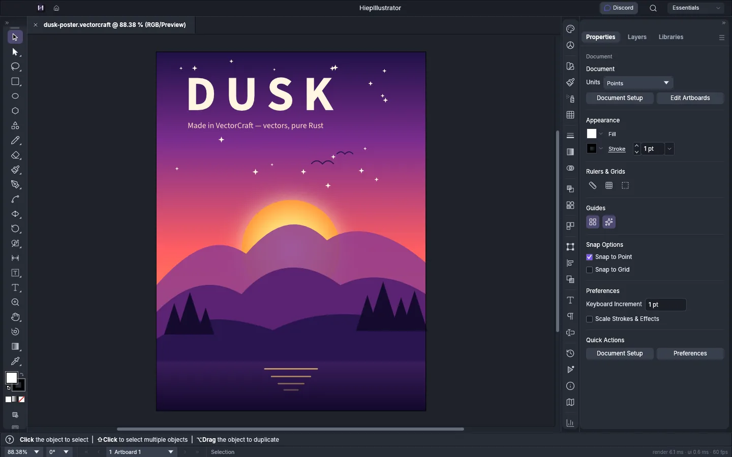 Giao diện HiepIllustrator trên macOS: thiết kế vector
