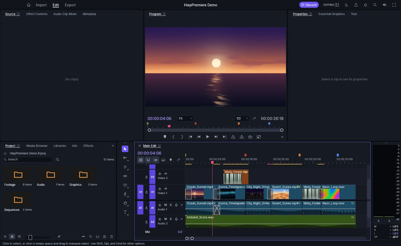 Giao diện HiepPremiere trên macOS: dựng phim